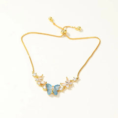 Fashion Trendy Butterfly Flower Floral Glitter Rhinestone Necklaces for Girls Elegant Charms Jewelry for Women Lady Accessories