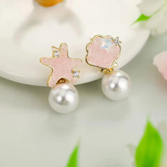Ladies Imitation Pearl Gourd Star Decorative Small Drop Earring Fashion Elegant Sweet Bulk Jewelry Accessories for Women Daily