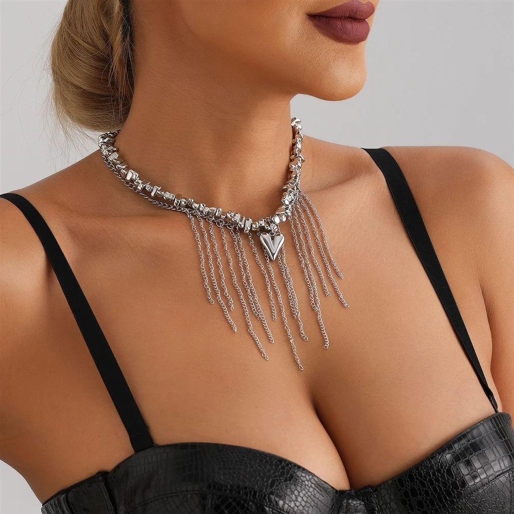 Fashion Simple Steel Beads Tassel Necklaces for Girls Stylish Insta Style Elegant Jewelry for Women Ladies Accessories Wholesale