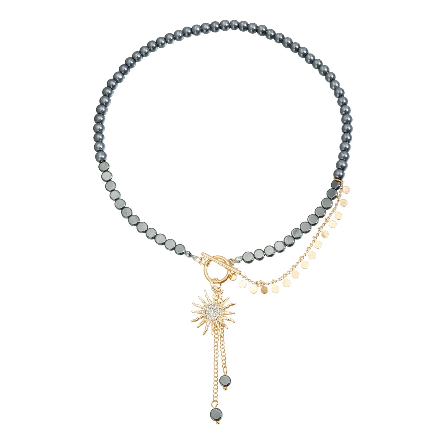 Fashion Beads Glitter Sun Sparkle Necklaces for Girls Elegant Stylish Glamorous Jewelry for Women Ladies Accessories Wholesale