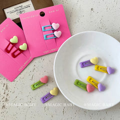 Cute Chic Simple Snap Hair Clips 5cm Heart-Shaped Candy Colors Baby Girls' Fashion Accessories Alloy Material for Party