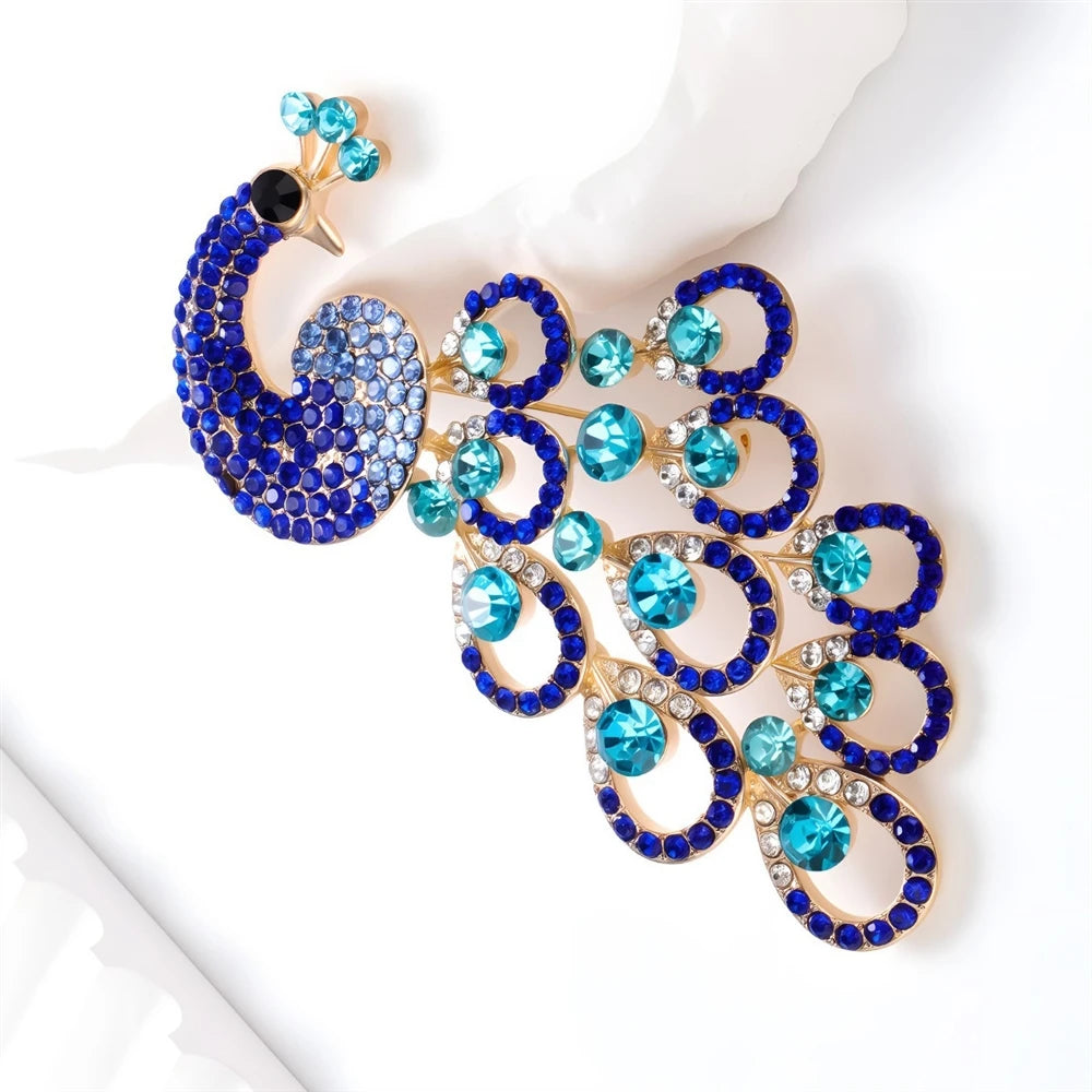 Fashion Glitter Sparking Birds Peacock Brooches for Girls Rhinestone Dainty Pins Jewelry for Women Ladies Accessories Wholesale