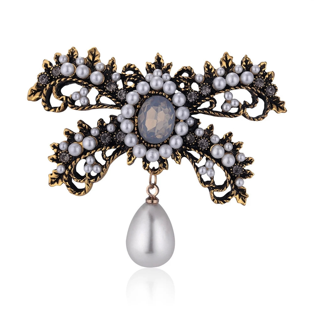 Fashion Bowknot Butterfly Luxury Vintage Retro French Style Brooches for Girls Elegant Pins Jewelry for Women Ladies Accessories