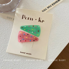 Wholesale Kids Hairpins Accessories Candy Color Dots Triangle Shape Snap Clips Alloy 5cm Sweet Fashion for Children's Daily