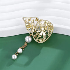 Fashion Glitter Imitation Pearl Elegant Gourd Brooches for Girls Sweet Glitter Sparking Pins Jewelry for Women Ladies Accessory