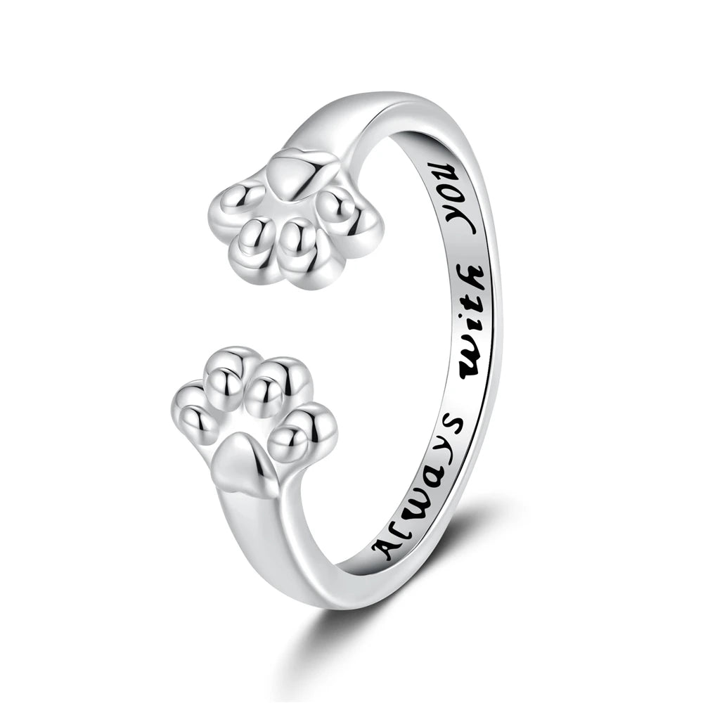 European and American Fashion Paw Open Ring Tail Cute Customizable Special Rings for Men Women Adjustable Accessories Wholesale