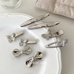 Women Butterfly Bowknot Silver Metal Small Alligator Clips Fashion Elegant Wholesale in Stock Hairpins Accessories for Female