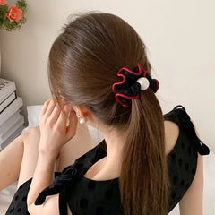 Ladies Black Red Colored Imitation Pearl Small Hair Ties Thick Thin Hair Elegant Vintage Bulk Order Women Scrunchies Accessories