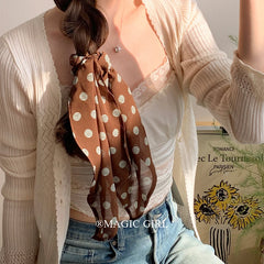 Fashion Elegant Bowknot Dot Scrunchies for Girls Stylish Vintage Graceful Hair Ties for Women Ladies Hair Accessories Trendy