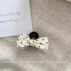 Classic Elegant Bowknot Polka Dot Mini Hair Claw Clips for Baby Girls Graceful Fashion Hair Accessories for Kids Children Teens