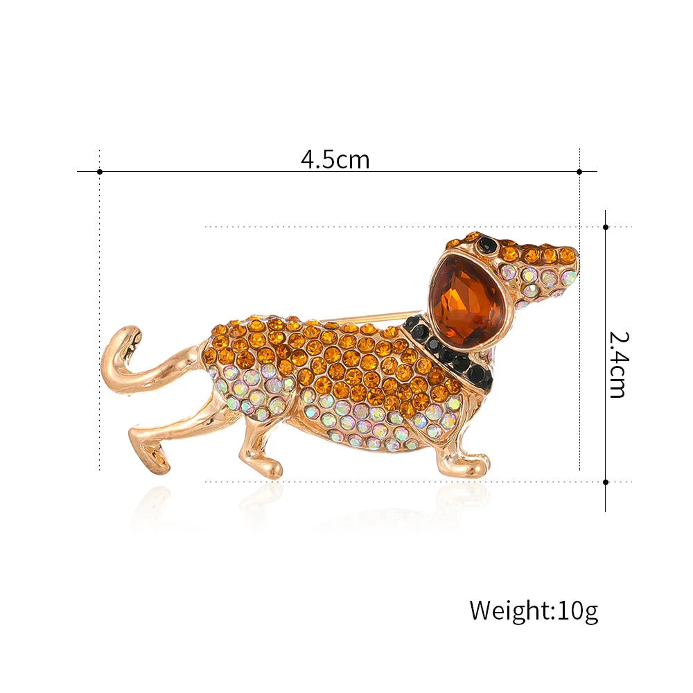 Fashion Glitter Pet Dog Puppy Cute Brooches for Girls Dachshund Trendy Pins Jewelry for Women Ladies Accessories New Design