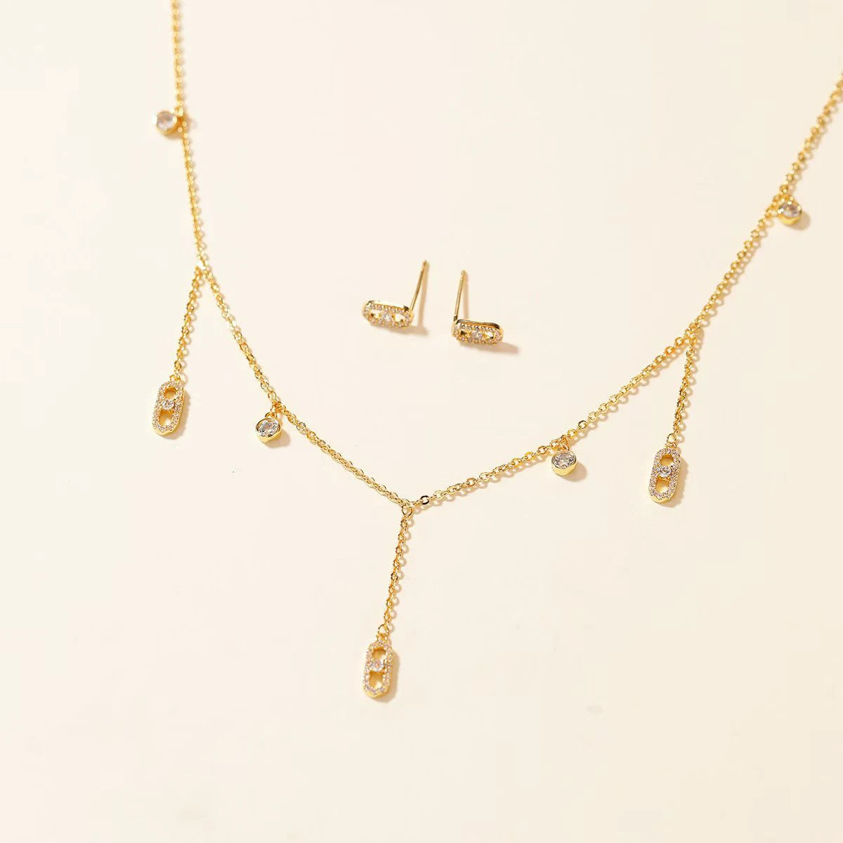 Glamorous Refined Dainty Charms Necklaces for Girls Elegant Stud Earrings Jewelry Sets for Women Ladies Accessories Wholesale