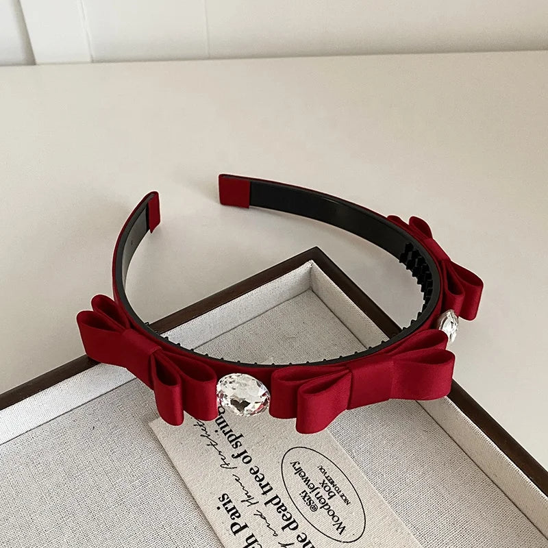 Fashion Glitter Solid Color Bowknot Head Band for Girls Sweet Cute Hair Band for Women Ladies Hair Accessories in Stock Chic
