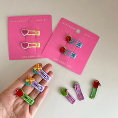 Sweet and Cute Multicolor Flower Apple Hairpins Children's Fashion Accessory for Daily Use Simple Style for Kids and Girls