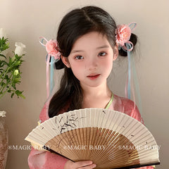 Sweet Flower Ribbon Cute Hair Clips for Baby Girls Vintage Chinese Style Alligators for Children Kids Hair Accessories in Stock