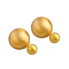 Metal Brushed Double Ball Stud Earrings Women Fashion High-end Personalized Earrings European and American Ear Accessories Bulk
