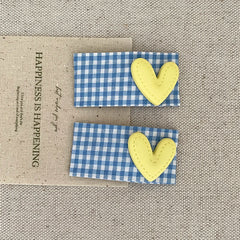 Kids Grid Heart Decorative Rectangle Snap Clips Fashion Sweet New Design in Stock Hairpins Accessory for Children Daily Causal