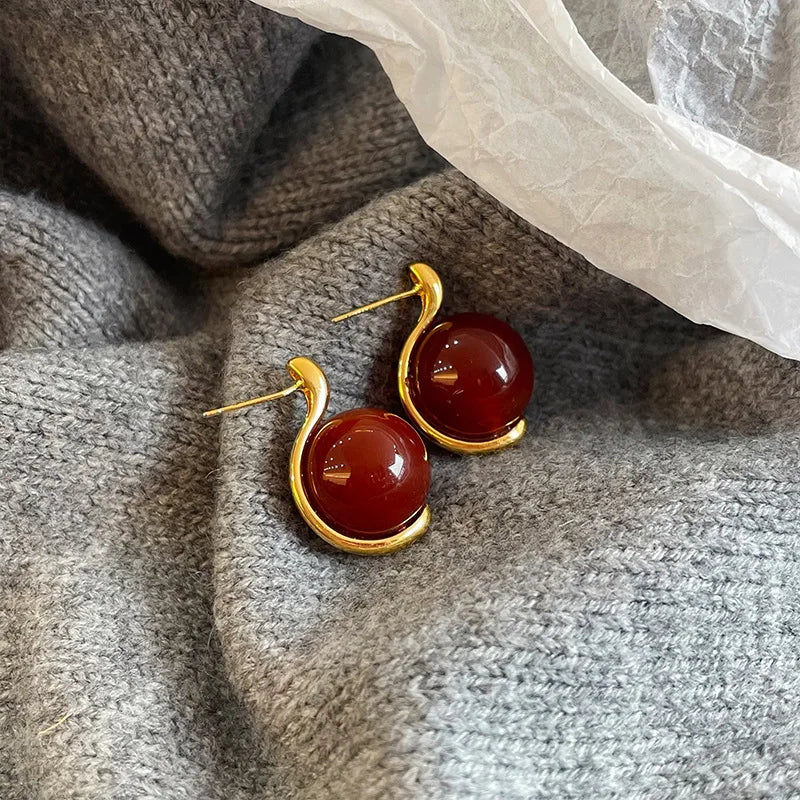Unisex Black Agate Brown Red Tiger Eye Stone S925 Silver Stud Earring Fashion Dainty Factory Price in Stock Jewelry for Causal