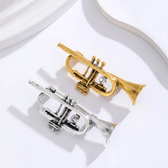 Fashion Trumpet Music Sweet Brooches for Girls Simple Minimalistic Elegant Pins Jewelry for Women Ladies Accessories Wholesale