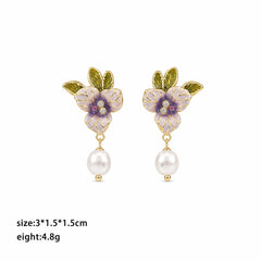 Fashion Flower Pearl Elegant French Style Drop Earrings for Girls Sweet Jewelry for Women Ladies Wholesale China Manufacturer
