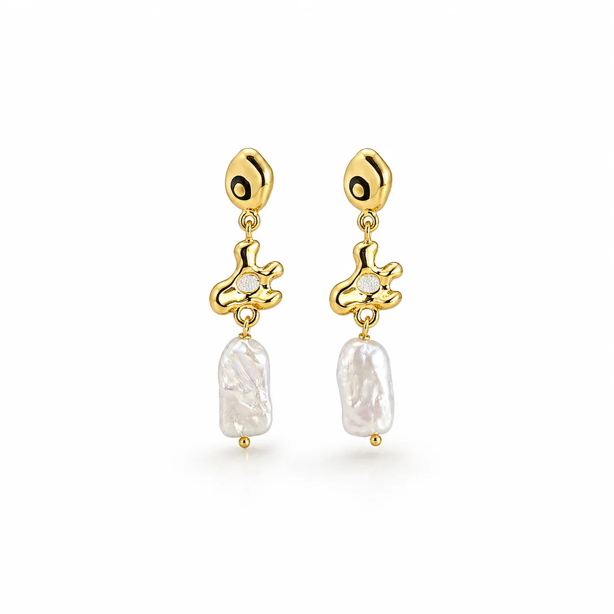 Fashion Baroque Freshwater Pearl Copper 18k Gold Drop Earrings for Girls Vintage Elegant Jewelry for Women Ladies Wholesale