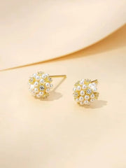 Women Flower Shape Imitation Pearl Bow Small Stud Earring Fashion Elegant Simple High Quality Bulk Jewelry Accessories for Daily