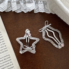 Solid Silver Kids Hairpins Star Cloud Shape Rhinestone Snap Clips Fashion Sparkling Alloy Stock Hairpin Accessories for