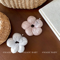 Solid Color Flower Bowknot Scunchies for Baby Girls Simple Minimalistic Elegant Hair Ties for Kids Children Hair Accessories