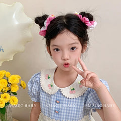 Girly Aesthetic Color Blocked Thick Thin Hair Scrunchies Fashion Sweet Lovely in Stock Hair Ties Accessories for Children Daily