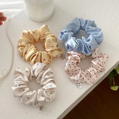 Fashion Cute Sweet Polka Dot Heart Shaped Scrunchies for Baby Girls Elegant Simple Hair Ties for Kids Children Hair Accessories