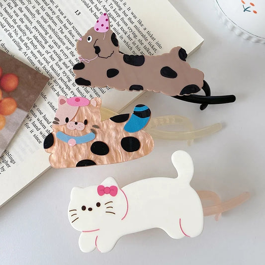 Hot Sale Animals Cat Shape Medium Hair Claw Clips Fashion Cute Creative Design Hairpins Clamps Accessories for Women Kids Daily