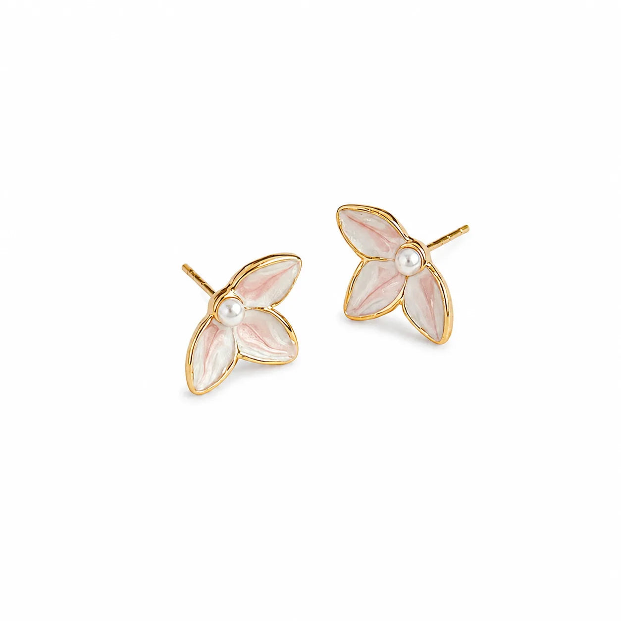 Fashion Flower Copper 18K Gold Plated S925 Silver Stud Earrings for Girls Freshwater Pearl Jewelry for Women Ladies Wholesale