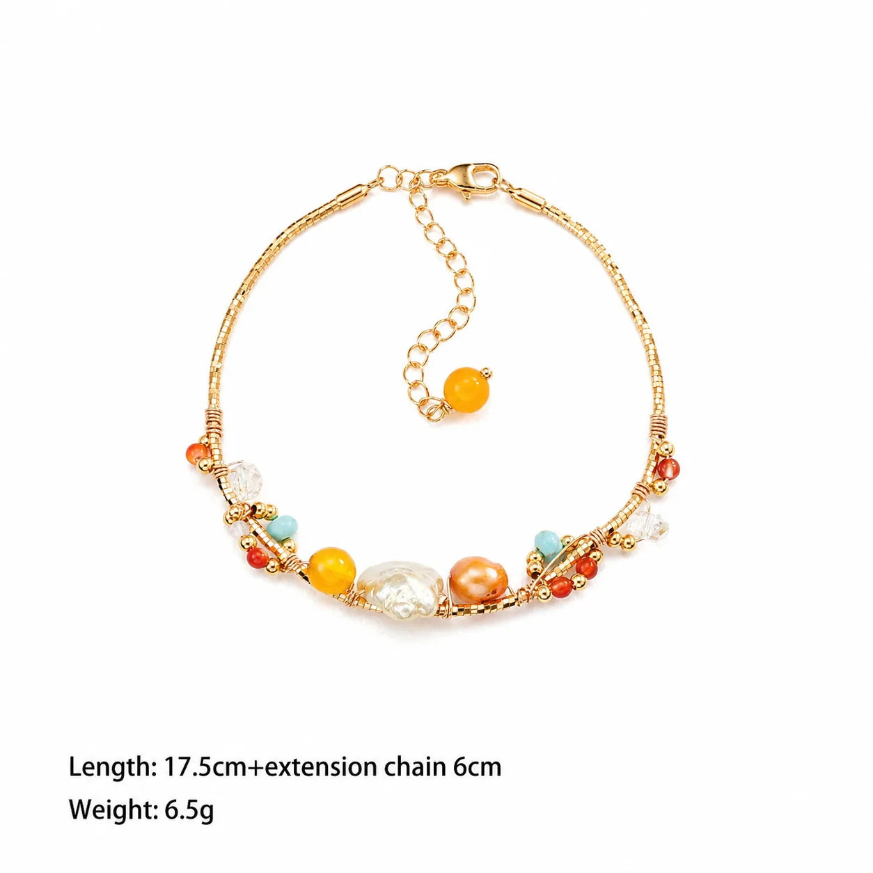 Fashion Freshwater Pearl Copper 18K Gold Natural Stone Bracelets for Girls Sweet Crystal Jewelry for Women Ladies Wholesale Bulk