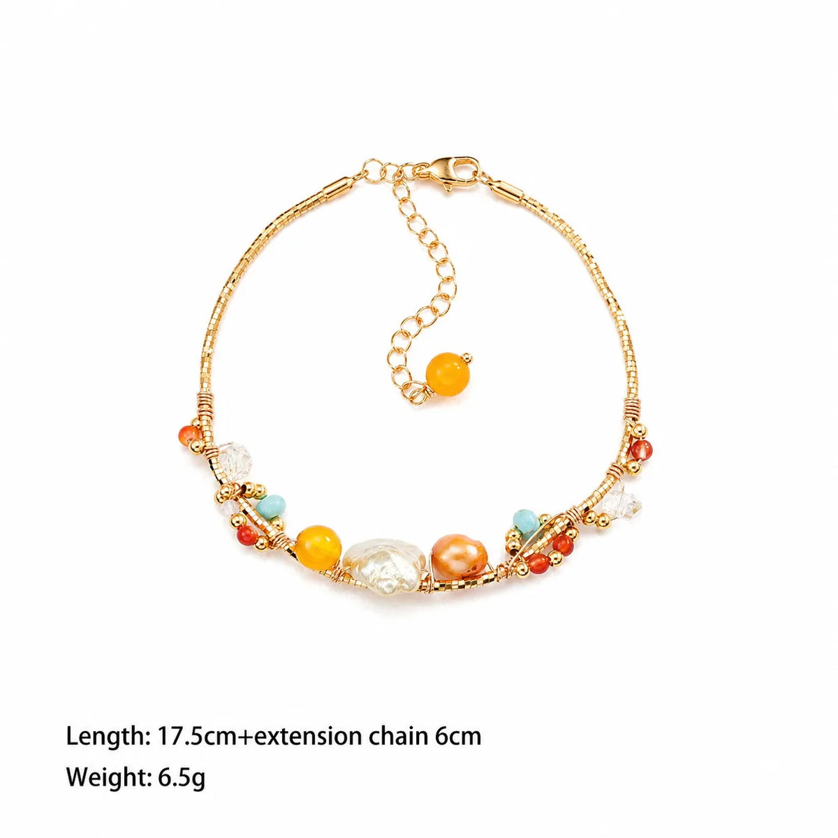 Fashion Freshwater Pearl Copper 18K Gold Natural Stone Bracelets for Girls Sweet Crystal Jewelry for Women Ladies Wholesale Bulk