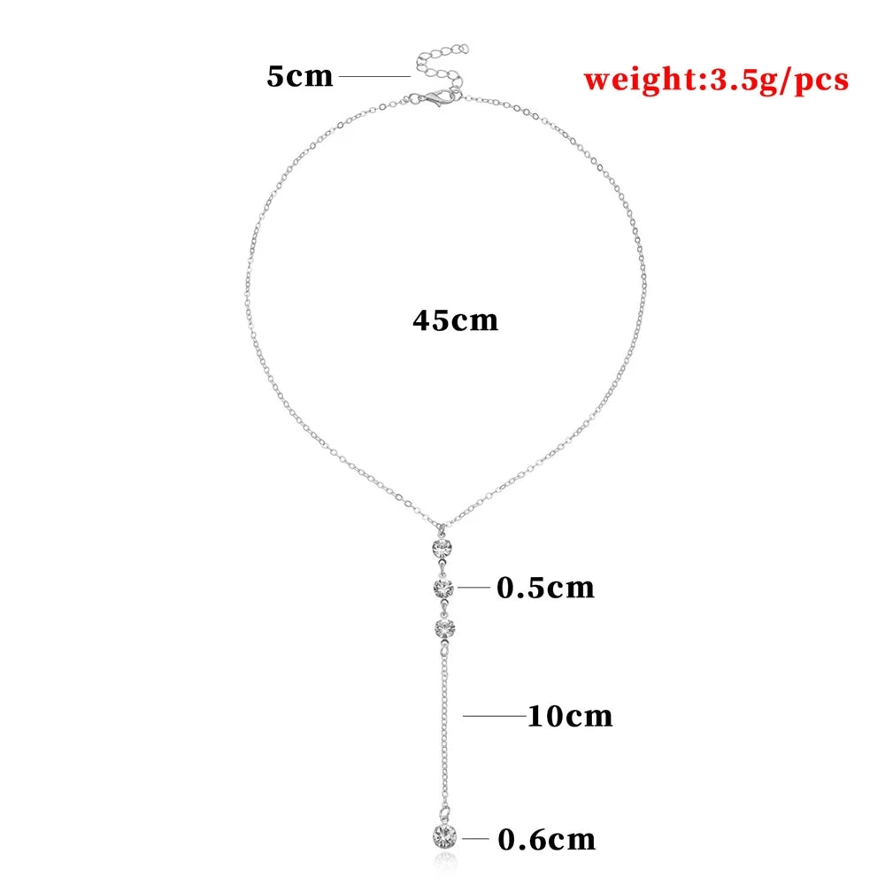 Fashion Simple Minimalistic Rhinestone Glitter Sparkle Necklaces for Girls Sweet Elegant Jewelry for Women Ladies Accessories