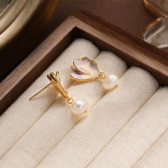 Fashion S925 Silver Freshwater Pearl Copper 18K Gold Plated Drop Earrings for Girls Sweet Jewelry for Women Ladies Wholesale