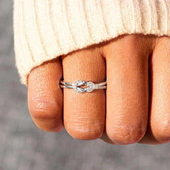 Women's Knot Open Rings Adjustable Minimalist Band With Cubic Zirconia Ring Sweet Cute Elegant Fashion Jewelry Gift Wholesale