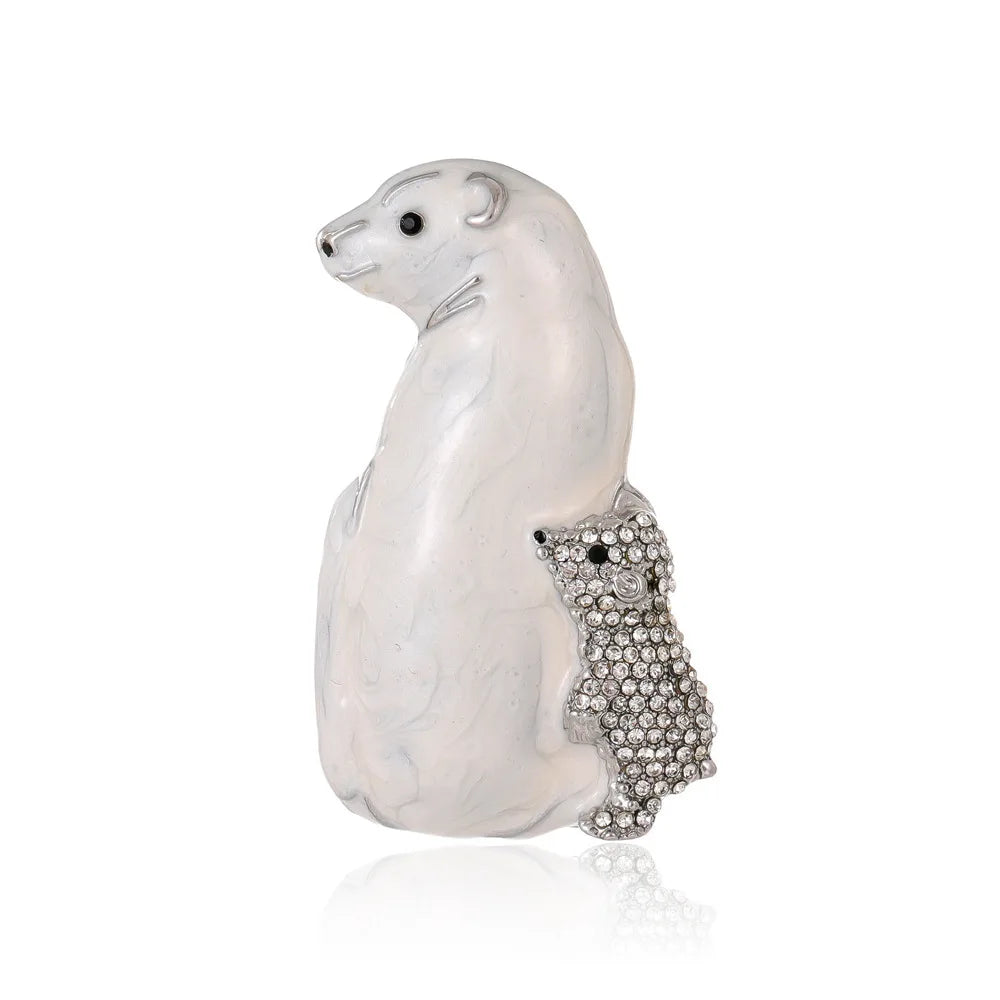 Fashion Cute Animals Polar Bear Brooches for Girls Sweet Stylish Trendy Pins Jewelry for Women Ladies Accessories Wholesale
