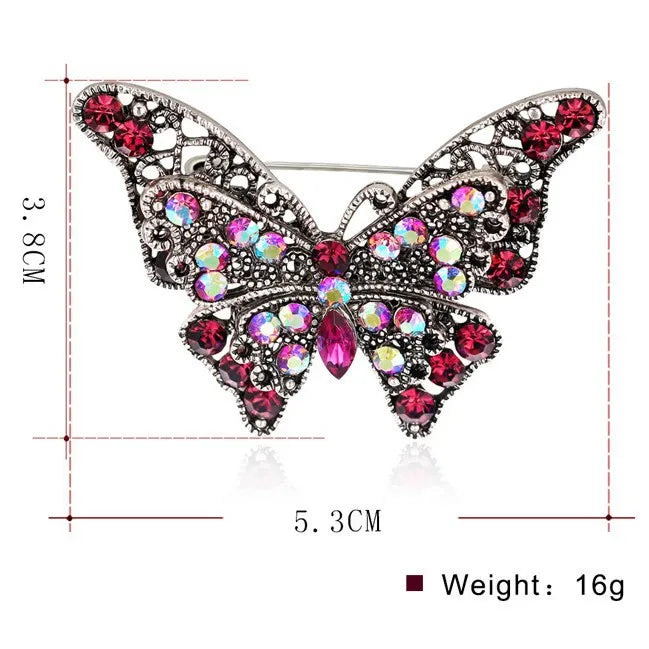 Fashion Glitter Rhinestone Butterfly Dainty Brooches for Girls Sweet Elegant Pins Jewelry for Women Ladies Accessories Wholesale