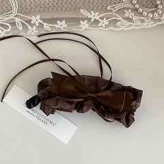 Elegant Vintage Ribbon Bowknot Hair Clips for Girls Solid Color Fashion Winter Banana Clips for Women Ladies Hair Accessories