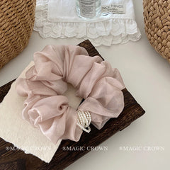 Female Imitation Pearl Solid Color Ponytail Holder Large Scrunchies Elegant Thick Thin Hair Ties in Stock Accessories for Women
