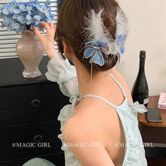 Butterfly Elegant Luxurious Glitter Hair Claw Clips for Girls Feather Princess Style Haarspange for Women Lady Hair Accessories