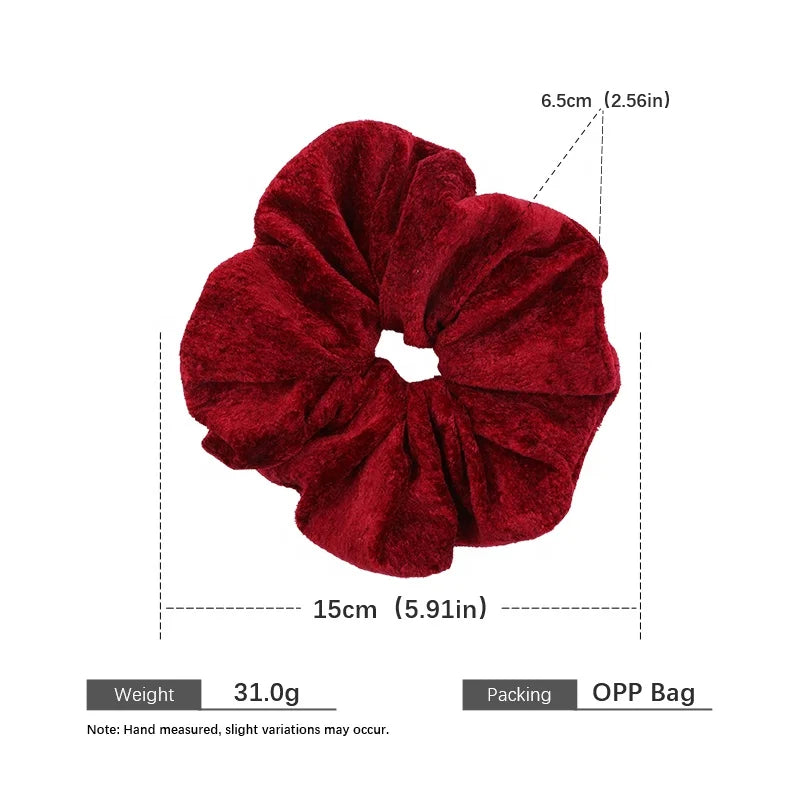 Women Solid Color Velvet X-Large Thick Thin Hair Scrunchies Fashion Vintage Elegant Bulk Order in Stock Hair Ties Accessories