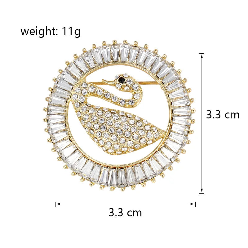 Fashion Glitter Sparking Rhinestone Swan Animals Brooches for Girls Elegant Graceful Pins Jewelry for Women Ladies Accessories