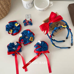 Vintage Cute Sweet Ribbon Scrunchies for Baby Girls Kawaii Fashion Letter Hair Ties for Kids Children Hair Accessories in Stock
