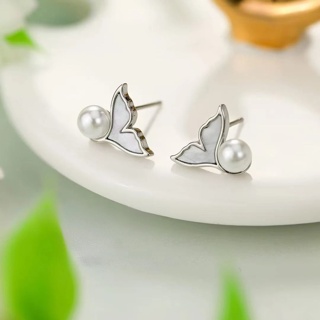 Female New Design Imitation Pearl Small Mini Stud Earring Fashion Glitter Sparking Simple Bulk Jewelry Accessories for Causal