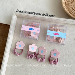 Girly Aesthetic Heart Star Rhinestone Small Hair Ties Sweet Fashion Solid Color Scrunchies Accessories for Kids Children Daily