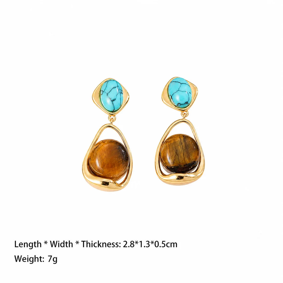 Fashion Tiger Eye Stone Turquoise Vintage Drop Earrings for Girls Luxury Dainty Jewelry for Women Ladies Wholesale Bulk Supplier