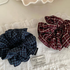 Fashion Plaid Simple Classic Flower Scrunchies for Girls Elegant Graceful Hair Ties for Women Ladies Hair Accessories Trendy