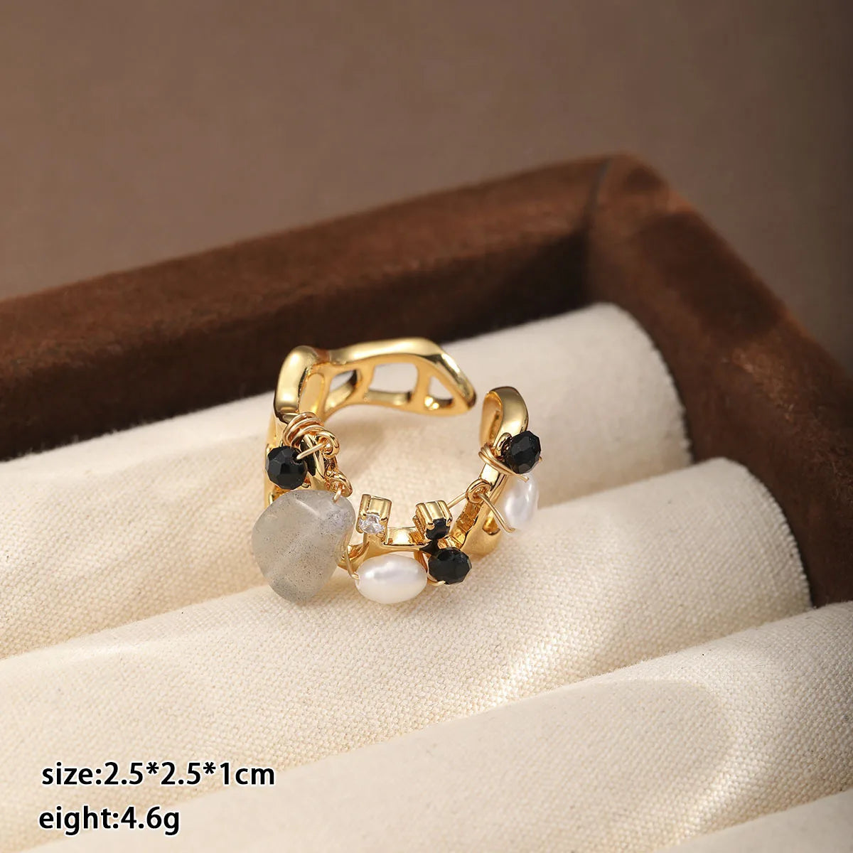 Fashion Natural Stone Pearl 18K Gold Rings for Girls Simple Minimalistic Jewelry for Women Ladies Wholesale China Manufacturer